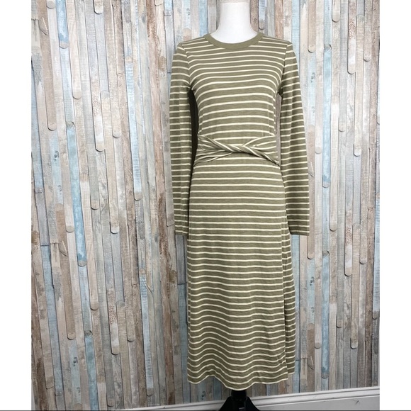 Current Elliott 0 Stripe Studio Midi T Shirt Dress - Picture 2 of 12